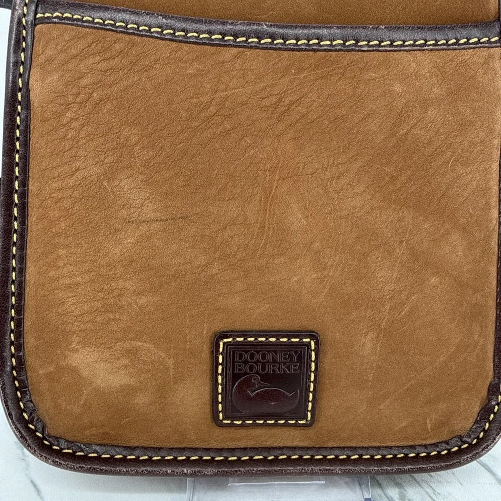 Dooney & Bourke Brown Pebbled Crossbody Flap Bag Small Luxury Nubuck Designer